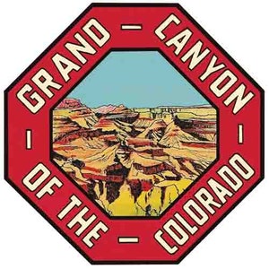 Vintage  1950's style  Grand Canyon Of The Colorado  National Park AZ  retro  travel decal  sticker state map