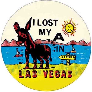 Vintage 1950 style Las Vegas NV Nevada j'ai perdu mon ...  Carte d'état d'autocollant de voyage de casino