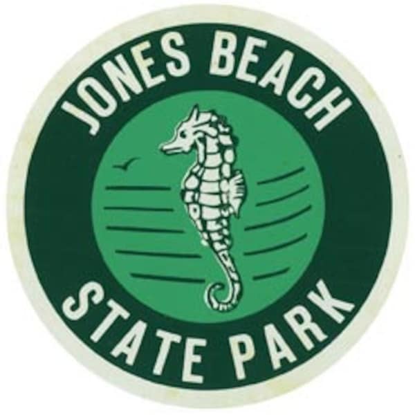 Vintage  1950's style  Jones Beach NY  New York State Park  retro  travel decal  sticker state map