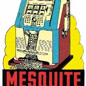 Vintage 1950 estilo Mesquite NV Nevada retro viaje calcomanía etiqueta engomada mapa del estado