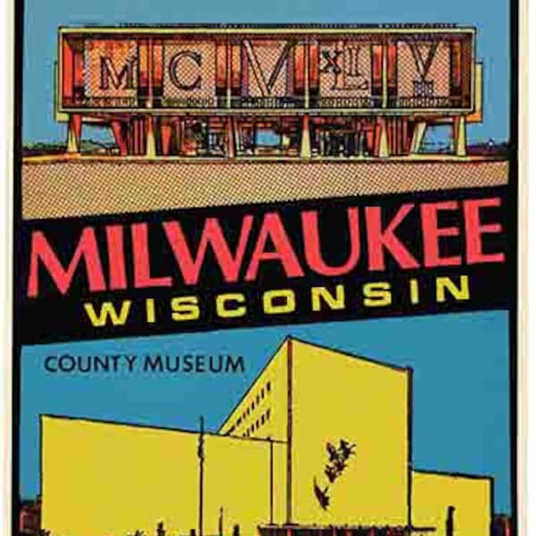 Vintage  1950's style  Milwaukee WI  Wisconsin     Great Lakes    retro  travel decal  sticker