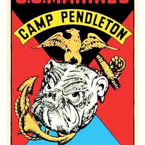 Vintage  1960's style Cape Pendleton CA  USMC US Marines Marine Corps  retro  travel decal  sticker state map
