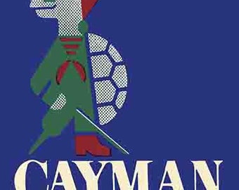 Vintage  1960's style  Cayman Islands Caribbean      retro  travel decal  sticker state map