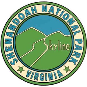 Style vintage des années 60, carte de l'état du sticker de voyage rétro du parc national de Virginia Shenandoah en Virginie