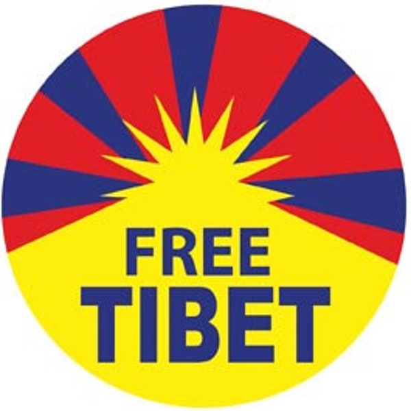 Vintage 1970's style   Free Tibet     retro  travel decal  sticker