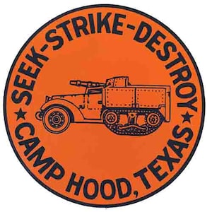 Vintage 1950 Stil Fort Camp Hood TX Texas US Army Militär retro Reise Aufkleber Aufkleber Zustand Karte
