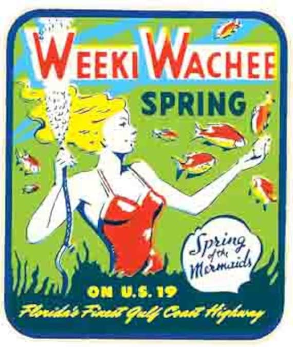 Vintage 1950's Style Weeki Wachee FL Florida Spring Retro Travel