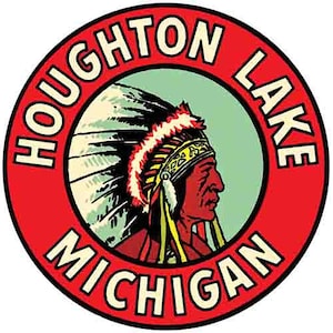 Vintage Houghton Lake Michigan  MI    retro  travel decal  sticker
