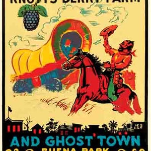 vintage style des années 1950 Knott’s Berry Farm California Ghost Town Buena Park amusement rétro voyage autocollant autocollant carte de l’état