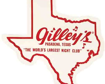 Vintage 1970's style   Gilley's night club honky tonk Pasadena TX  Texas country music    retro  travel decal  sticker