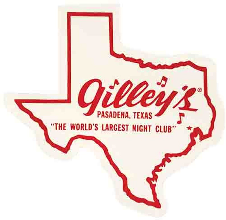 Vintage 1970's style   Gilley's night club honky tonk Pasadena TX  Texas country music    retro  travel decal  sticker