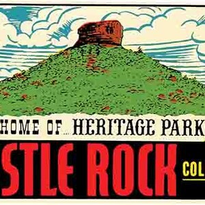 vintage 1950's style Castle Rock CO Colorado rétro voyage autocollant autocollant carte d’état