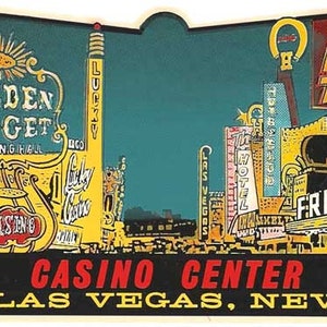 Style vintage des années 1950 Las Vegas NV Nevada Fremont Street Casino autocollant de voyage carte de l'état