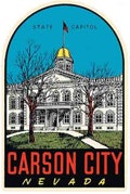 Vintage  1950's style  Carson City NV  Nevada     retro  travel decal  sticker state map