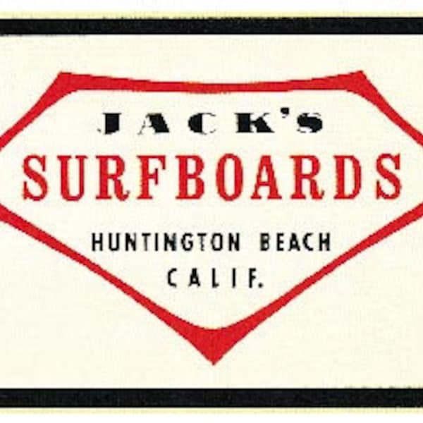 Vintage  1950's style  Jack's Surfboards    Huntington Beach CA   California  Surfing Surf     retro  travel decal  sticker