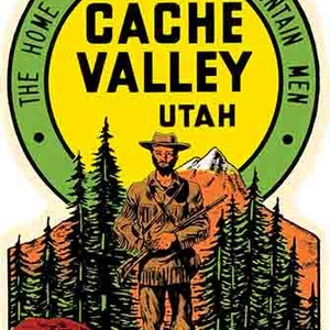 Vintage jaren 1950 stijl Cache Valley UT Utah retro reissticker sticker staatskaart