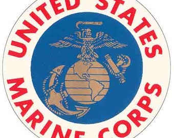 Vintage  1960's style   USMC  Marine Corps  military   veteran retro  travel decal  sticker
