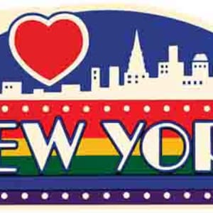 Style vintage des années 1970 I Love NY New York arc-en-ciel voyage autocollant sticker carte de l'état