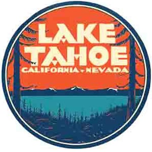 Vintage 1950er Jahre Lake Tahoe Nevada Runde Reise Aufkleber Aufkleber Zustand Karte