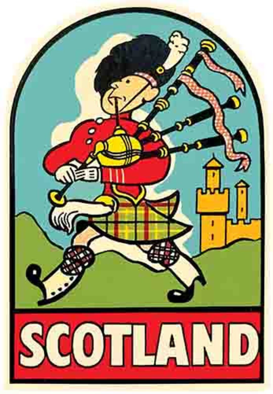 Scotland Caravan Sticker Vintage 1960's Style Scotland Retro Travel Decal Sticker State Map - Etsy