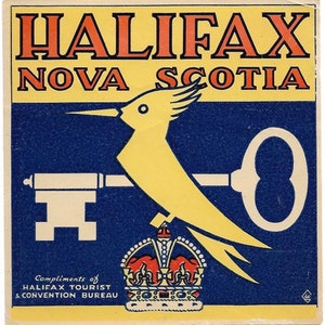 Style vintage des années 50, Halifax, Nouvelle-Écosse, Canada, autocollant de voyage rétro, carte de l'état