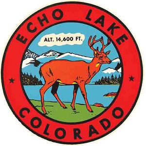 Vintage  1950&#39;s style  Echo Park CO  Colorado    retro  travel decal  sticker state map
