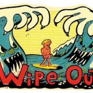 Vintage 50er Jahre Stil Wipeout Wipe Out California Hawaii Surf Surfer Surfen Retro Reise Aufkleber Aufkleber Zustand Karte