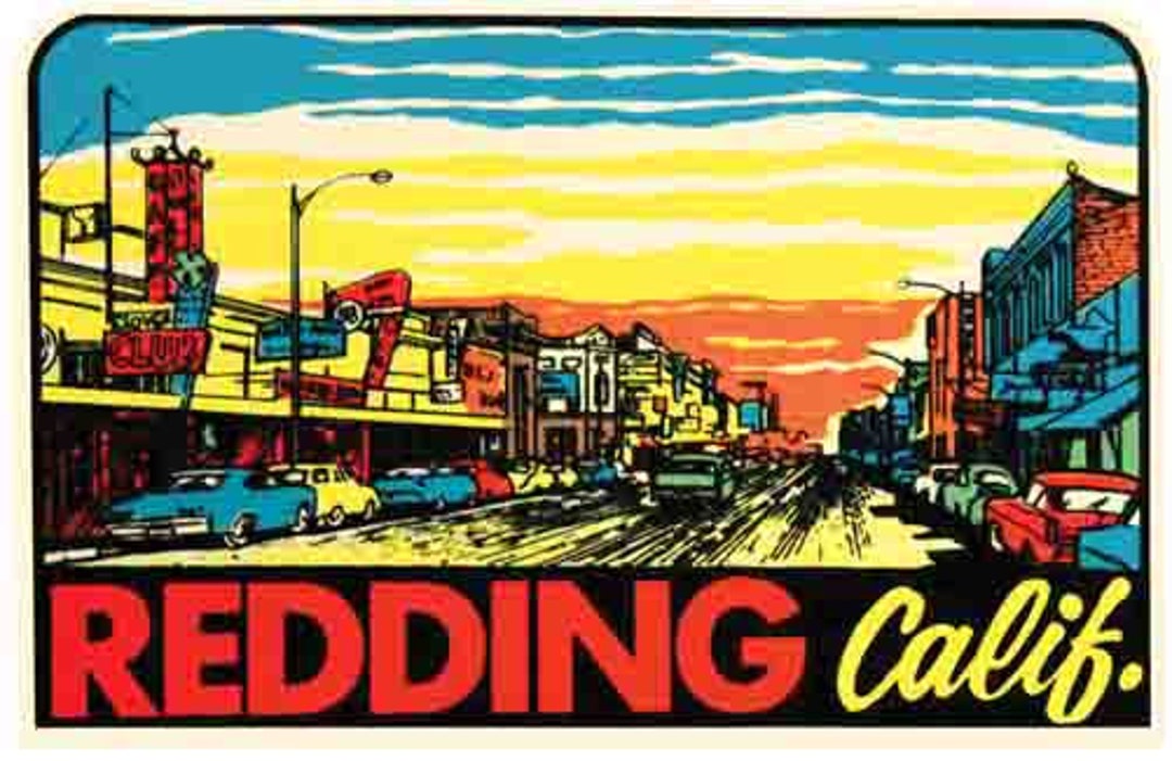 Vintage 1950's Style Redding California CA Retro Travel Decal Sticker ...