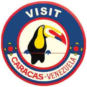 Vintage  1950&#39;s style  Caracas  Venezuela  South America   retro  travel decal  sticker state map
