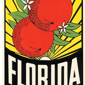 Vintage 1950 's stijl Florida land van Sunshine retro reizen decal sticker staat kaart
