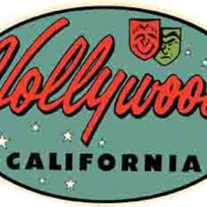 Carte de l'état vintage des années 50, style Hollywood Californie ovale CA voyage rétro autocollant