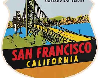 ヴィンテージ 1960 年代風 カリフォルニア サンフランシスコ レトロ トラベル デカール ステッカー 州地図