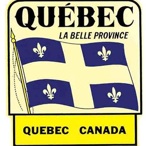 vintage années 1950 style Québec Canada drapeau rétro voyage autocollant autocollant carte de l'état