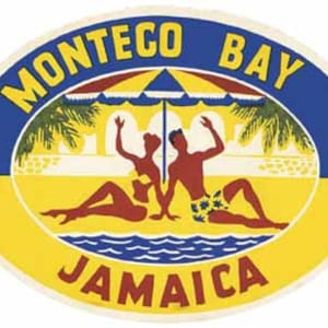 Vintage 1950 Stil Montego Bay Jamaika retro Reise Aufkleber Aufkleber Zustand Karte