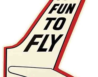 Vintage  1970's  style It's Fun To Fly airport aviation jet airline   retro  travel decal  sticker