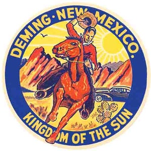 Vintage  1950&#39;s style  Deming NM  New Mexico    retro  travel decal  sticker state map