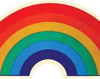 Vintage  1970's style  Rainbow Flag   retro  travel decal  sticker state map