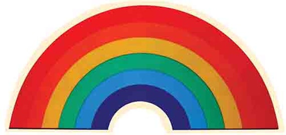 Vintage 1970's style Rainbow Flag retro travel decal sticker state map