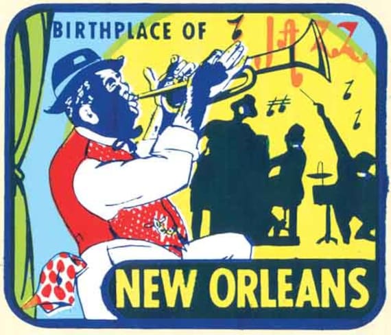 Vintage 1950's Style New Orleans LA Bourbon Street Birthplace of