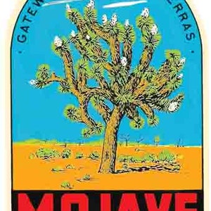 Vintage  1950's style  Mojave desert  CA  California   retro  travel decal  sticker state map