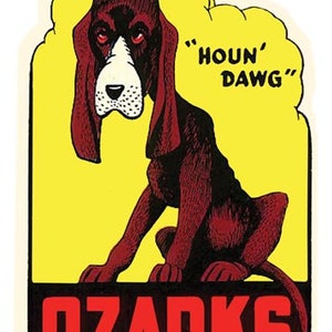 Vintage 1950 Stil AR Arkansas Reisende Ozarks Hound Hund retro Reise Aufkleber Aufkleber Zustand Karte