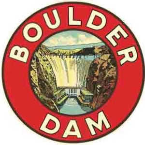 Vintage  1950's style  Boulder Dam  NV  Nevada       retro  travel decal  sticker state map