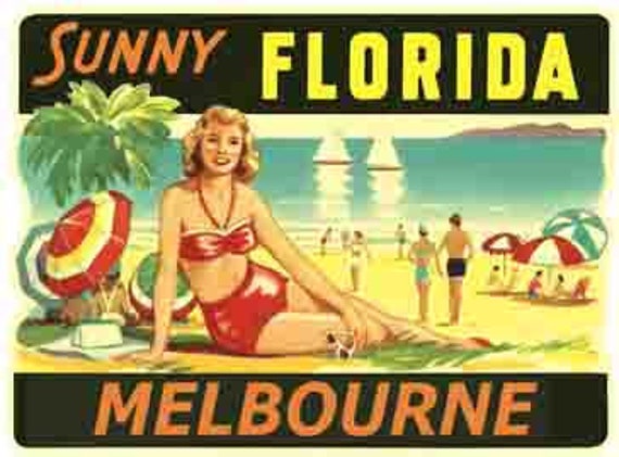 ヴィンテージ 1950 年代スタイル メルボルン FL フロリダ 海水浴 美人