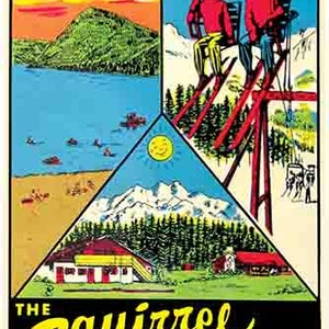 Vintage 1950er Jahre Stil Lake Wenatchee WA Washington State Angeln Skifahren Retro-Reiseaufkleber Staatskarte