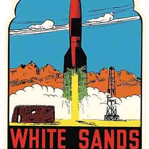 Vintage 1950 style White Sands NM New Mexico fusée NASA rétro Voyage autocollant autocollant carte de l'état