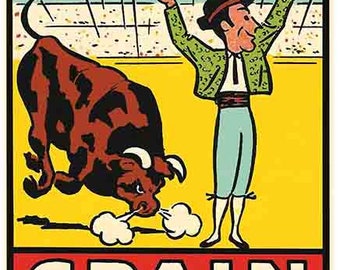 Vintage  1950's style   Spain       matador bullfight  retro  travel decal  sticker state map