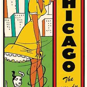 Vintage 1950 Stil Chicago IL Illinois Windy City retro Reise Aufkleber Aufkleber Zustand Karte