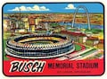 Vintage  1950's style  Busch Stadium St. Louis MO  Missouri   Rams Cardinals  retro  travel decal  sticker