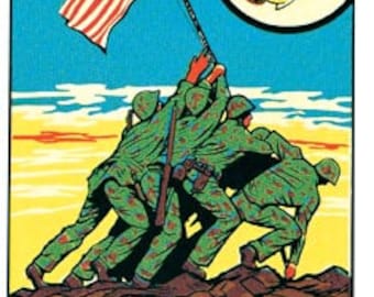 Vintage  1950's style  USMC US Marine Corp Marines military Iwo Jima WW2   retro  travel decal  sticker state map