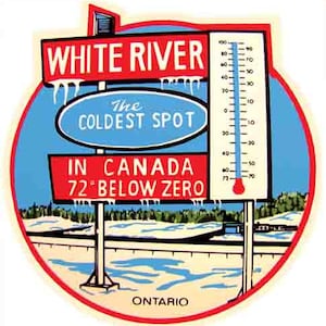 vintage style des années 1960 White River Ontario Canada rétro autocollant de voyage carte de l’État